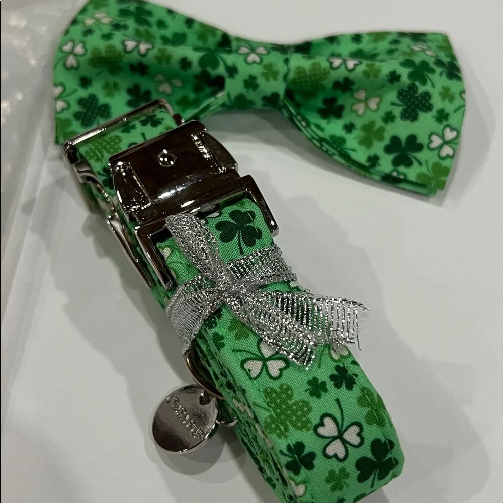 UP Urara Pup shamrock leash and bow tie for dogs size Medium BRAND NEW